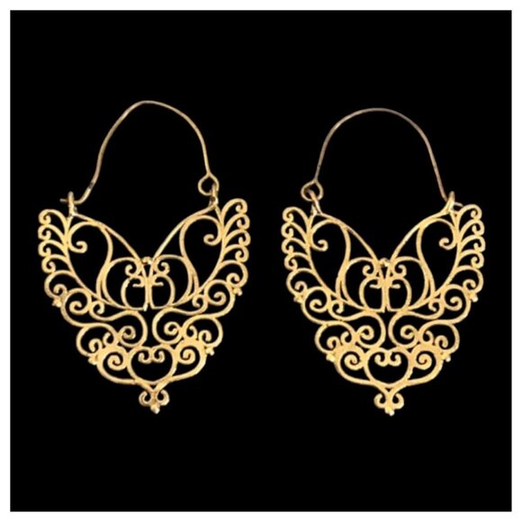 Brass Butterfly Earrings - Picture 3 of 4